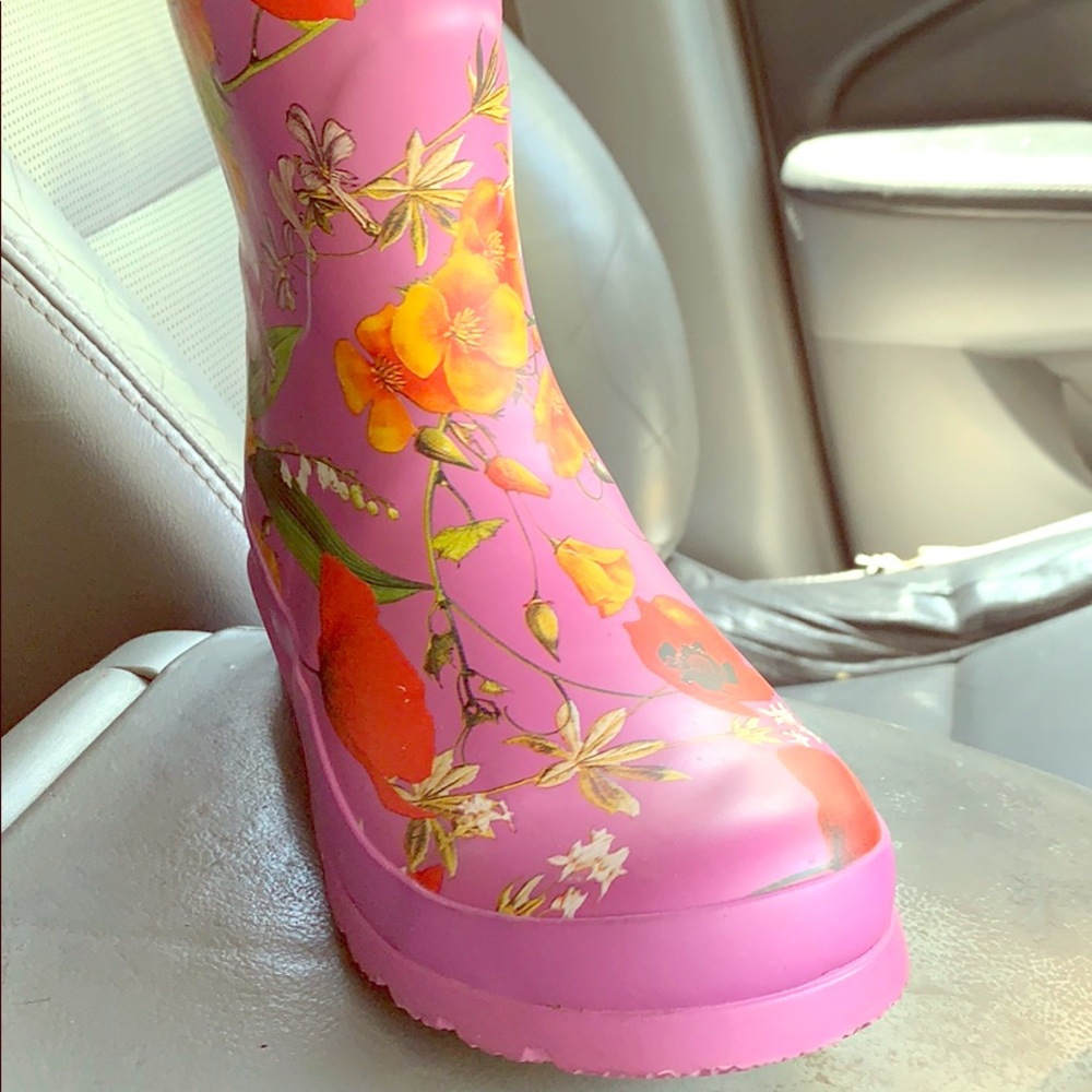 Floral rain boots